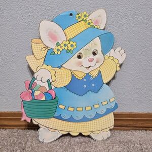 Easter Bunny Cardboard Die Cut Decor Bunny Basket Eggs‎